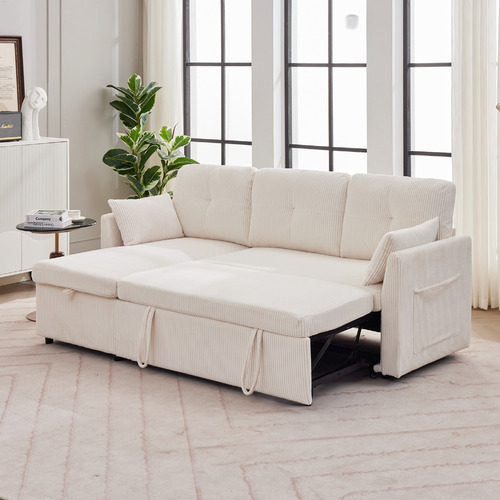 Fontana 3 Seater Queen&nbsp;Corduroy Sofa Bed with Chaise