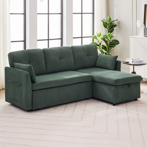 Fontana 3 Seater Queen&nbsp;Corduroy Sofa Bed with Chaise