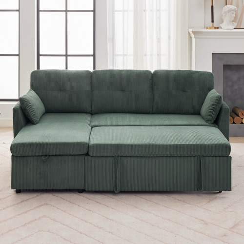 Fontana 3 Seater Queen&nbsp;Corduroy Sofa Bed with Chaise