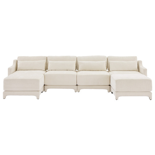 Felicie 4 Seater Chenille Modular Sofa & Ottoman Set