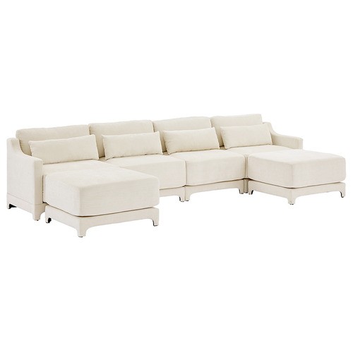 Felicie 4 Seater Chenille Modular Sofa & Ottoman Set