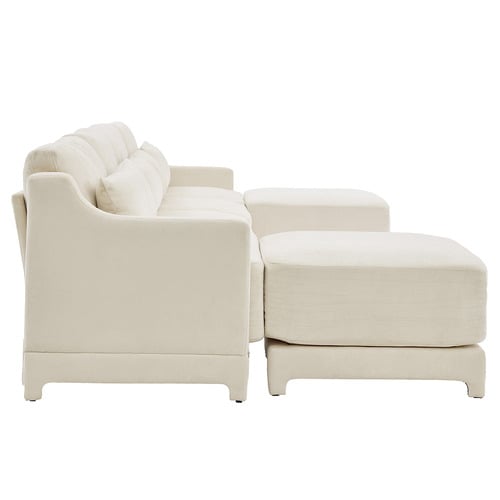Felicie 4 Seater Chenille Modular Sofa & Ottoman Set