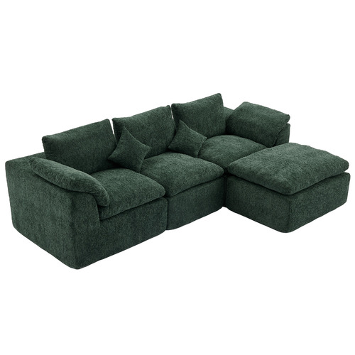 Fiona 4 Seater Chenille Sofa & Ottoman Set