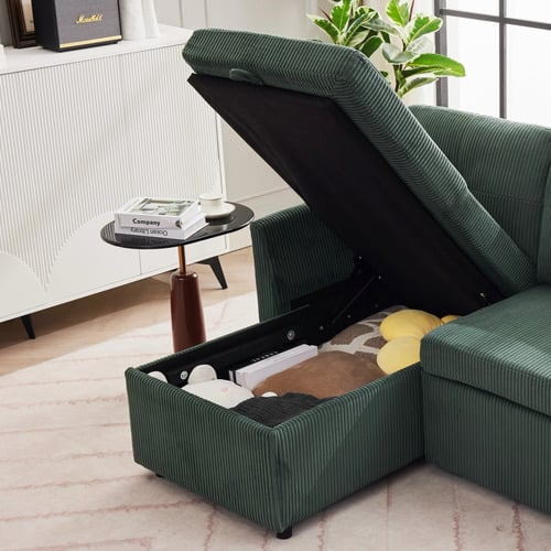 Fontana 3 Seater Queen&nbsp;Corduroy Sofa Bed with Chaise