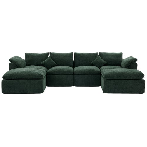 Fiona 4 Seater Chenille Modular Sofa & Ottoman Set