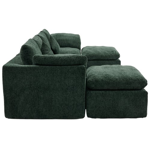 Fiona 4 Seater Chenille Modular Sofa & Ottoman Set