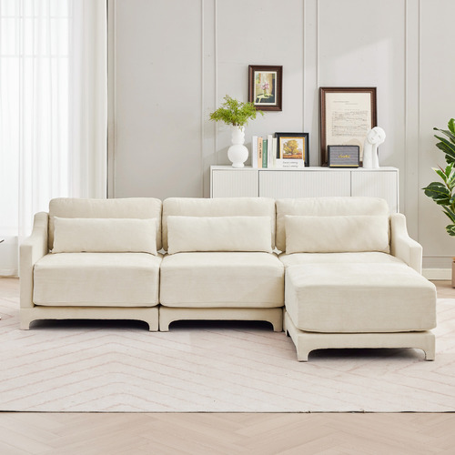 Felicie 4 Seater Chenille Sofa & Ottoman Set