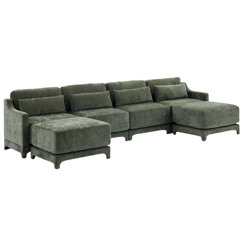 Felicie 4 Seater Chenille Modular Sofa & Ottoman Set