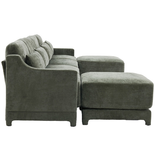 Felicie 4 Seater Chenille Modular Sofa & Ottoman Set