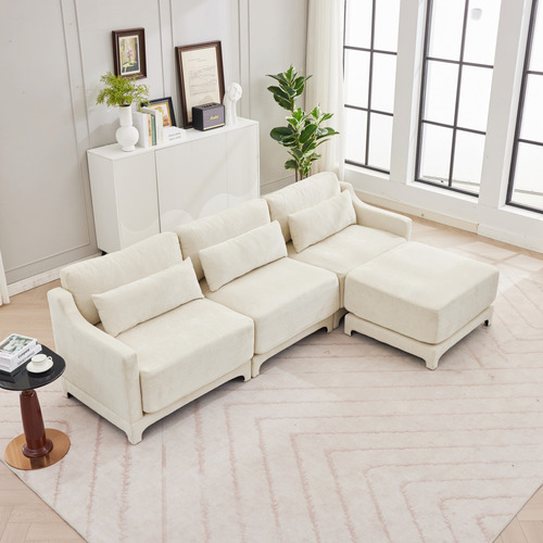 Felicie 4 Seater Chenille Sofa & Ottoman Set