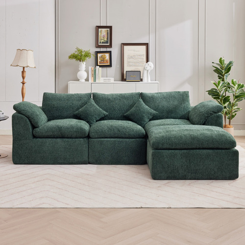 Fiona 4 Seater Chenille Sofa & Ottoman Set
