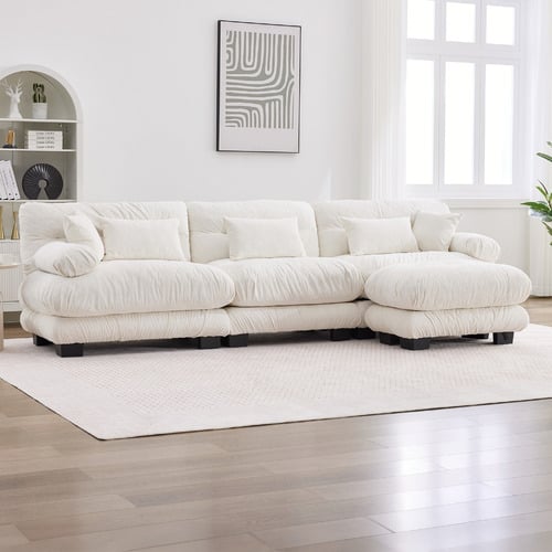 Rizalino Boucle 3 Seater Sofa with Ottoman