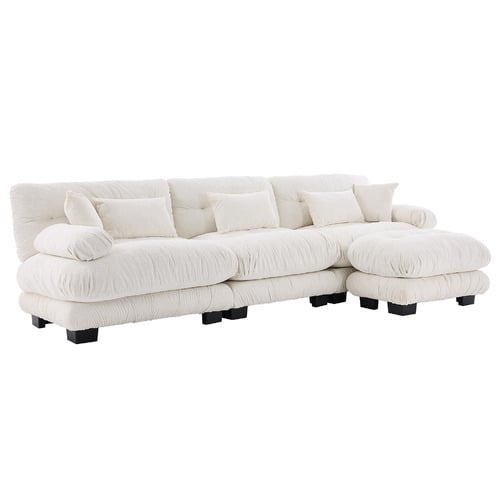 Rizalino Boucle 3 Seater Sofa with Ottoman