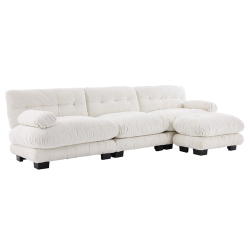 Rizalino Boucle 3 Seater Sofa with Ottoman