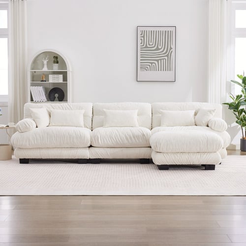 Rizalino Boucle 3 Seater Sofa with Ottoman