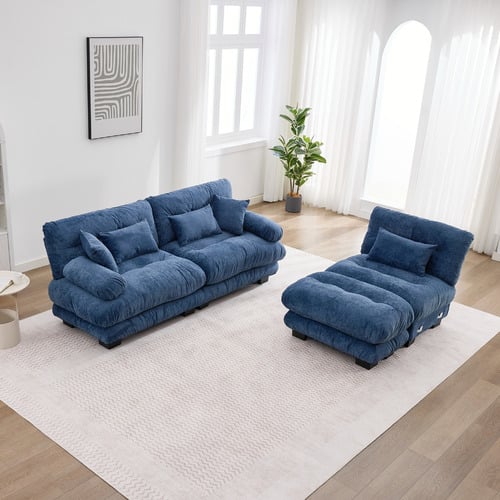 Rizalino Boucle 3 Seater Sofa with Ottoman
