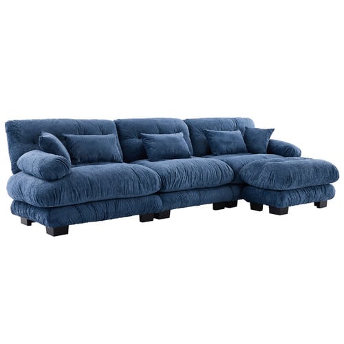 Rizalino Boucle 3 Seater Sofa with Ottoman