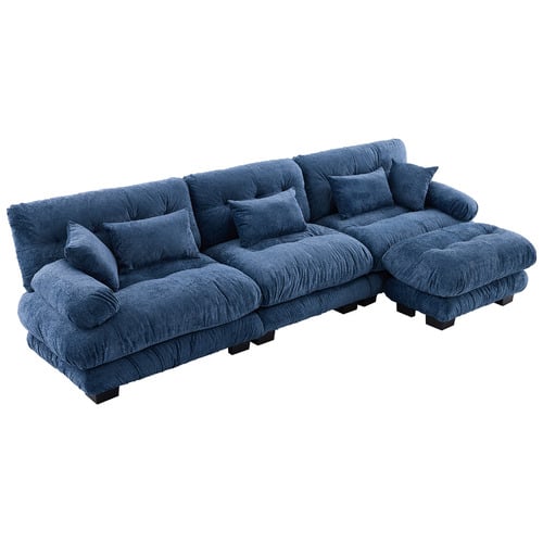 Rizalino Boucle 3 Seater Sofa with Ottoman