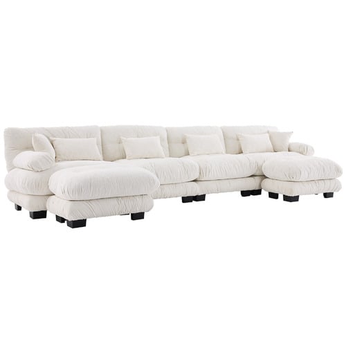 Rizalino Boucle 4 Seater Sofa with Ottoman