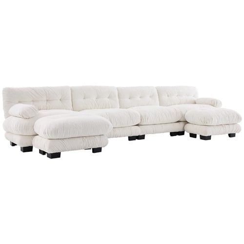 Rizalino Boucle 4 Seater Sofa with Ottoman