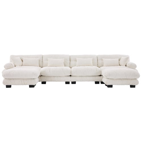 Rizalino Boucle 4 Seater Sofa with Ottoman