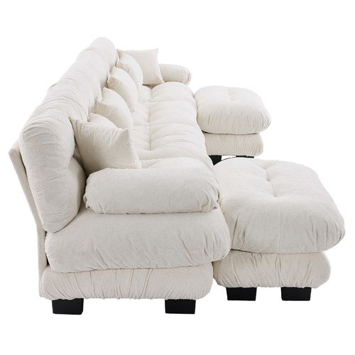 Rizalino Boucle 4 Seater Sofa with Ottoman