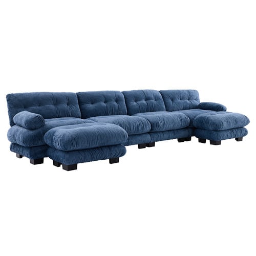 Rizalino Boucle 4 Seater Sofa with Ottoman