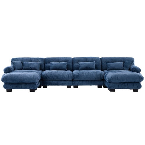 Rizalino Boucle 4 Seater Sofa with Ottoman