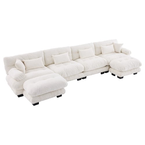 Rizalino Boucle 4 Seater Sofa with Ottoman
