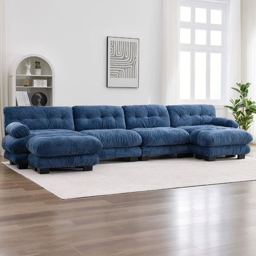 Rizalino Boucle 4 Seater Sofa with Ottoman