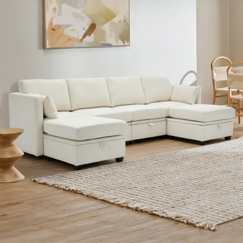 Juno 4 Seater Modular Sofa & Ottoman Set