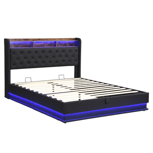 Lawrence Gas Lift Storage Bed with LED