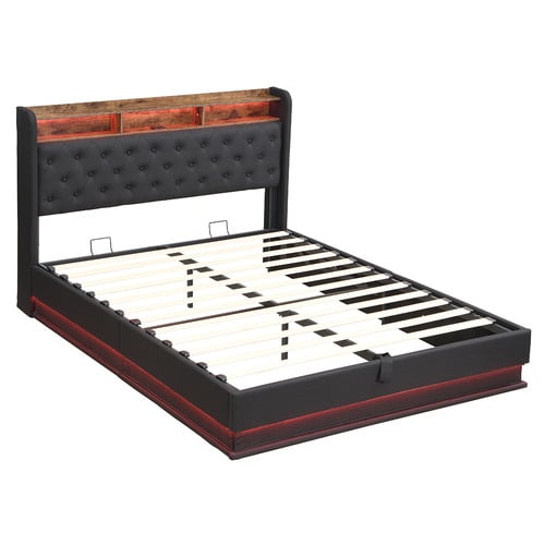 Lawrence Gas Lift Storage Bed with LED