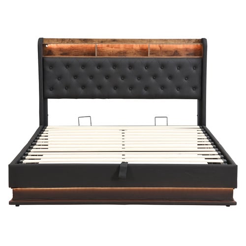 Lawrence Gas Lift Storage Bed with LED
