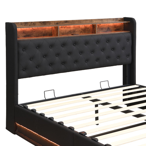 Lawrence Gas Lift Storage Bed with LED