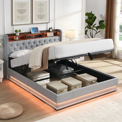 Lawrence Gas Lift Storage Bed with LED