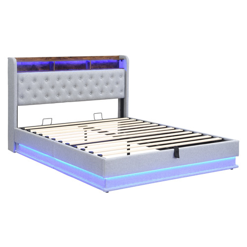 Lawrence Gas Lift Storage Bed with LED