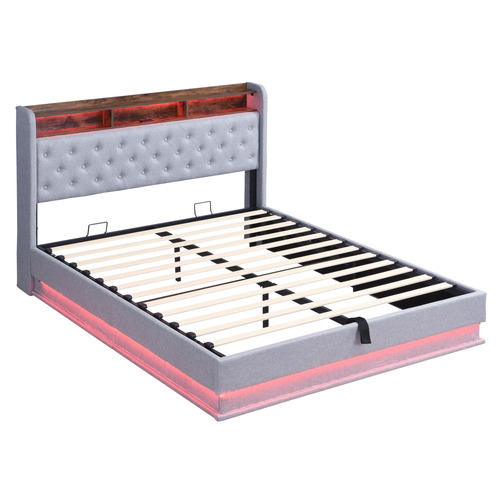 Lawrence Gas Lift Storage Bed with LED