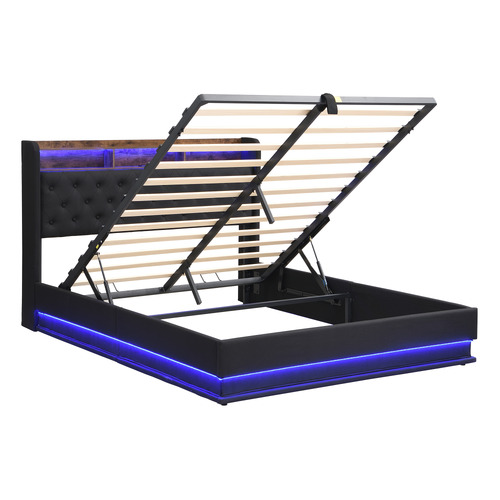 Lawrence Gas Lift Storage Bed with LED