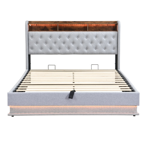 Lawrence Gas Lift Storage Bed with LED
