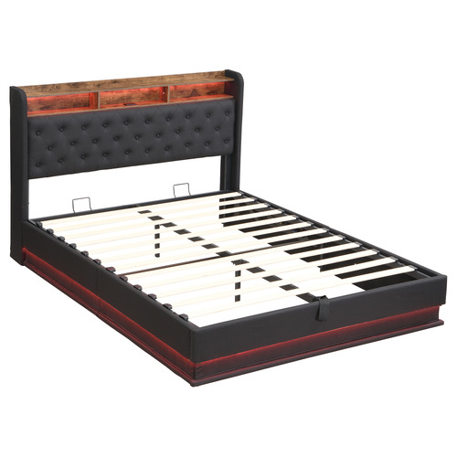 Lawrence Gas Lift Storage Bed with LED