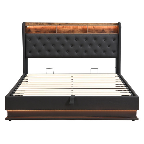 Lawrence Gas Lift Storage Bed with LED