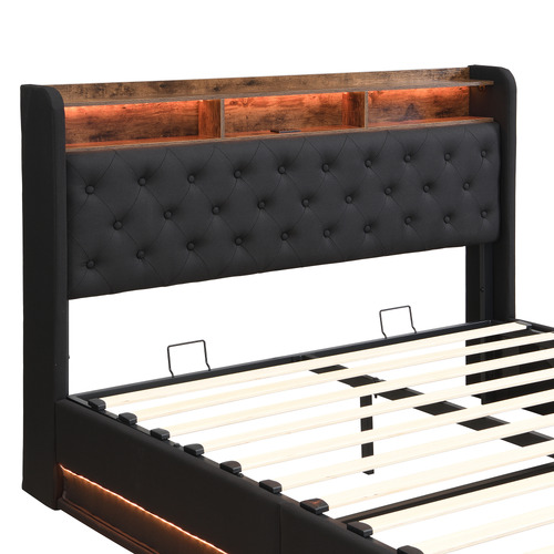 Lawrence Gas Lift Storage Bed with LED