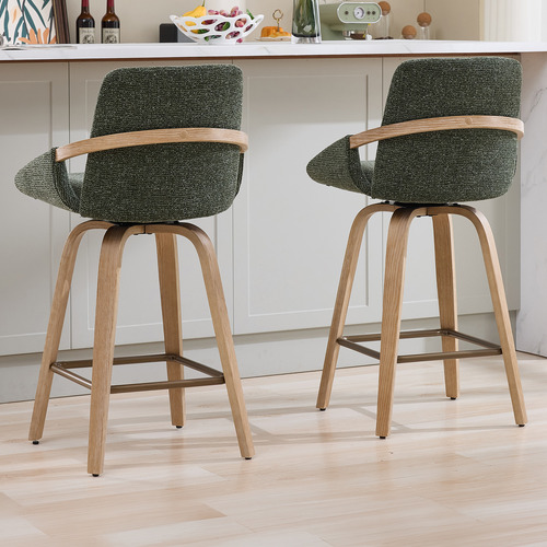 66cm Lucinda Upholstered Swivel Bar Stools