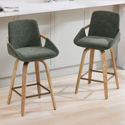 66cm Lucinda Upholstered Swivel Bar Stools