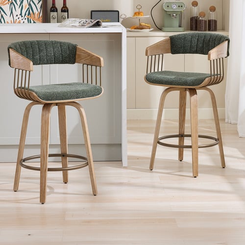 65.5cm Livia Upholstered Swivel Bar Stools