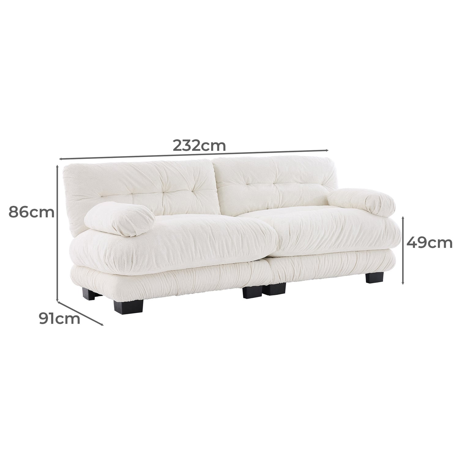 Rizalino 3 Seater Chenille Modular Sofa