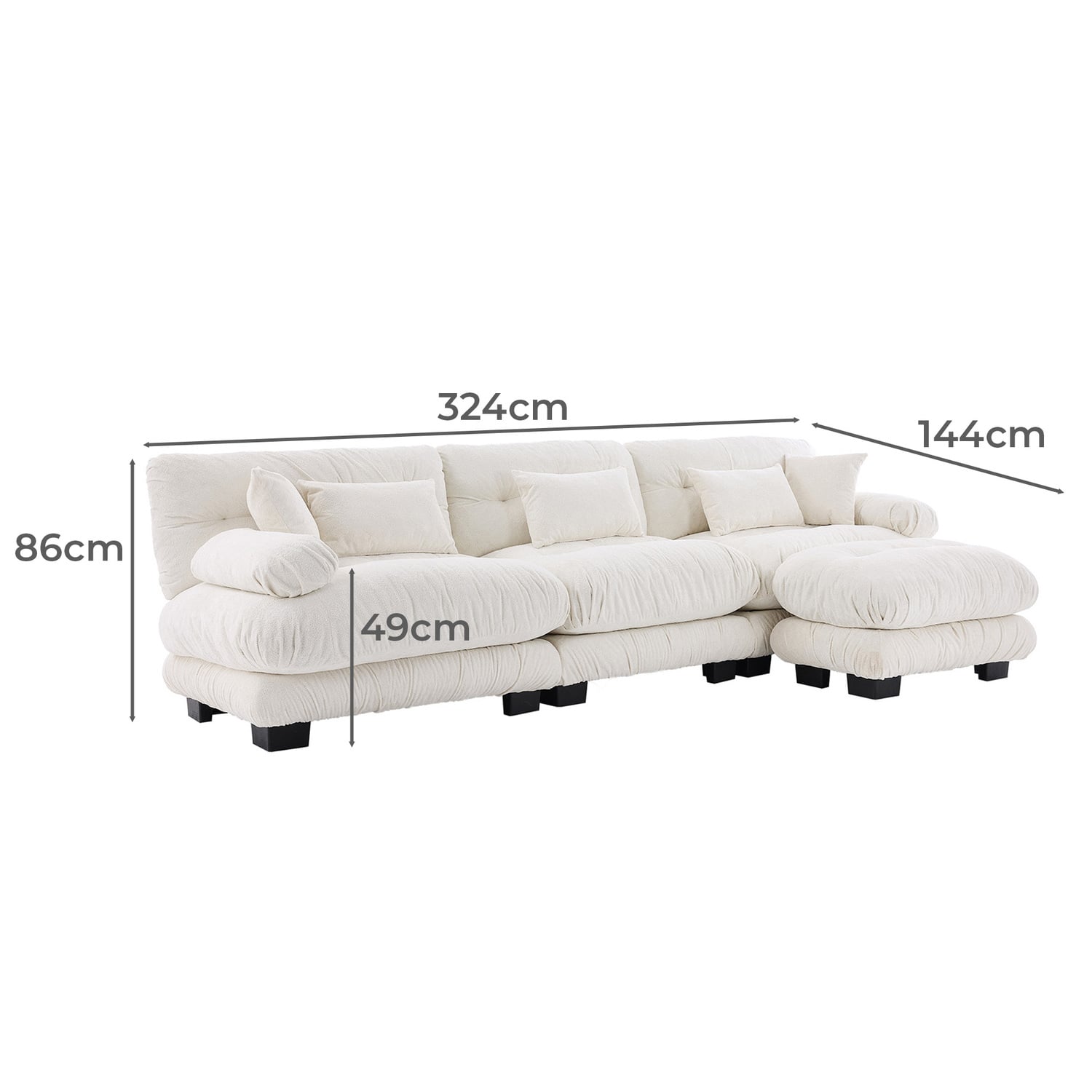 Rizalino 4 Seater Modular Sofa & Ottoman Set