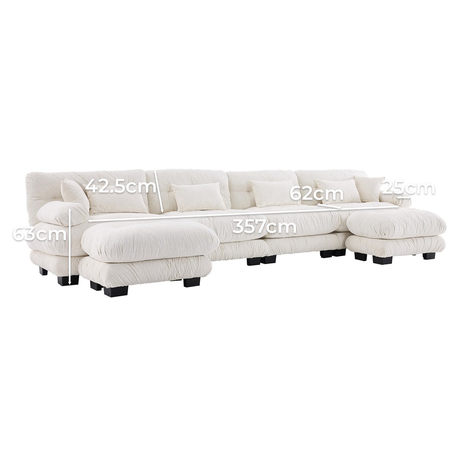 Rizalino 5 Seater Modular Sofa & Ottoman Set