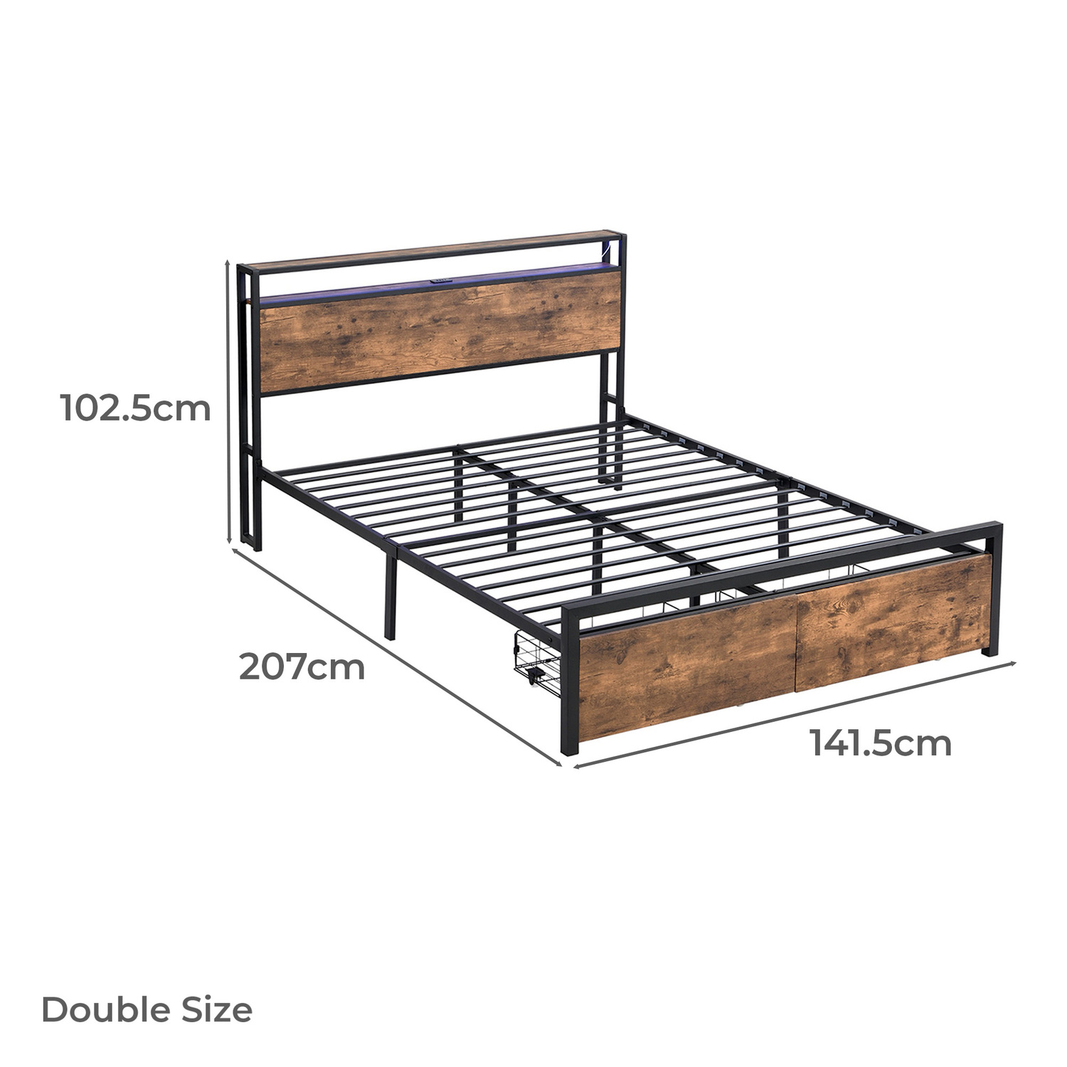 Linford Bed with LED & Drawers